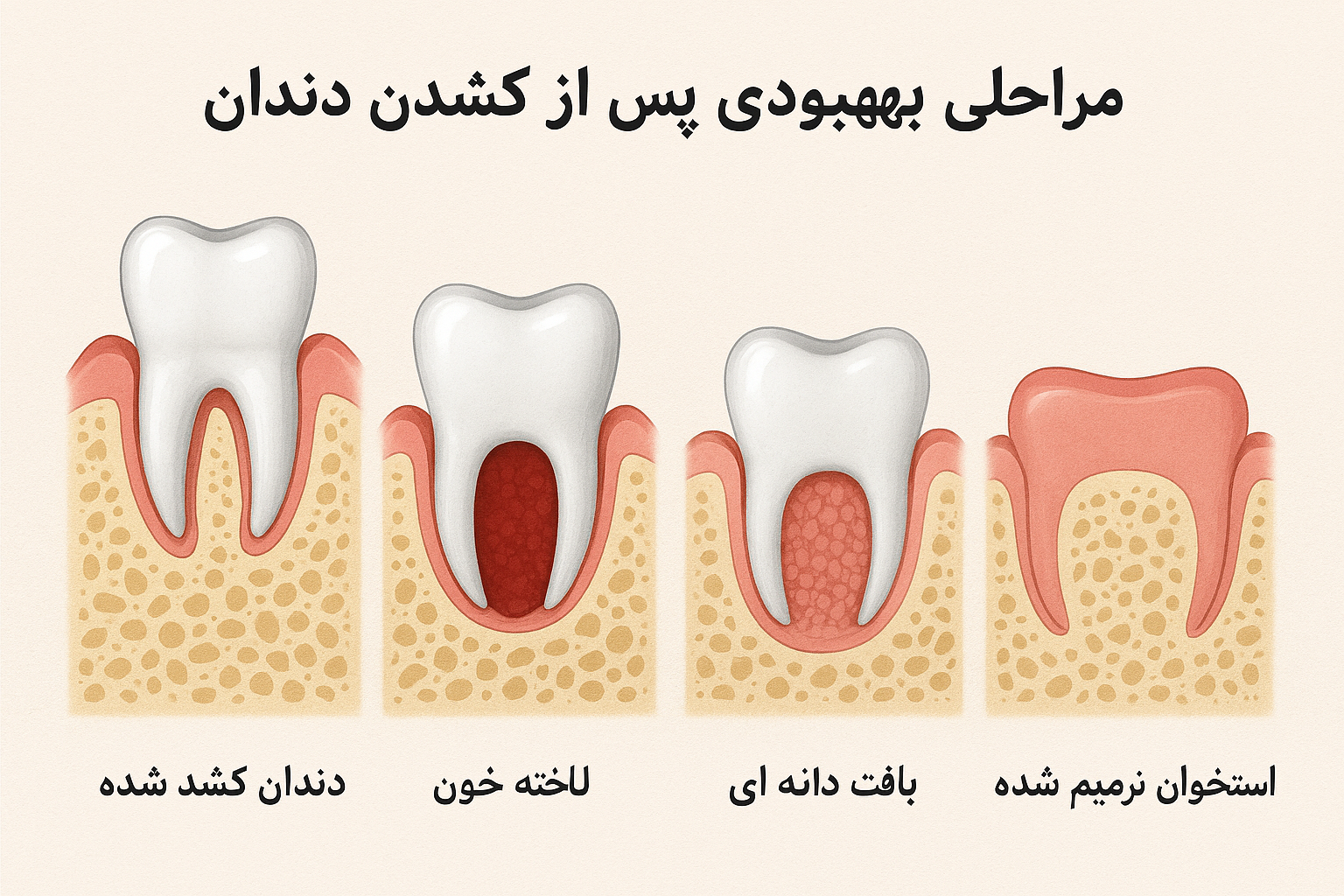 مراحل بهبودی پس از کشیدن دندان