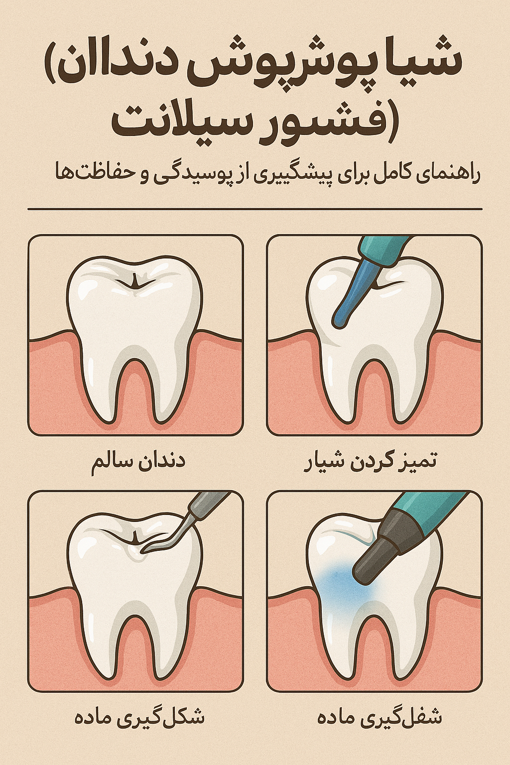 شیارپوش دندان (فیشور سیلانت): راهنمای کامل برای پیشگیری از پوسیدگی و حفاظت از دندان‌ ها